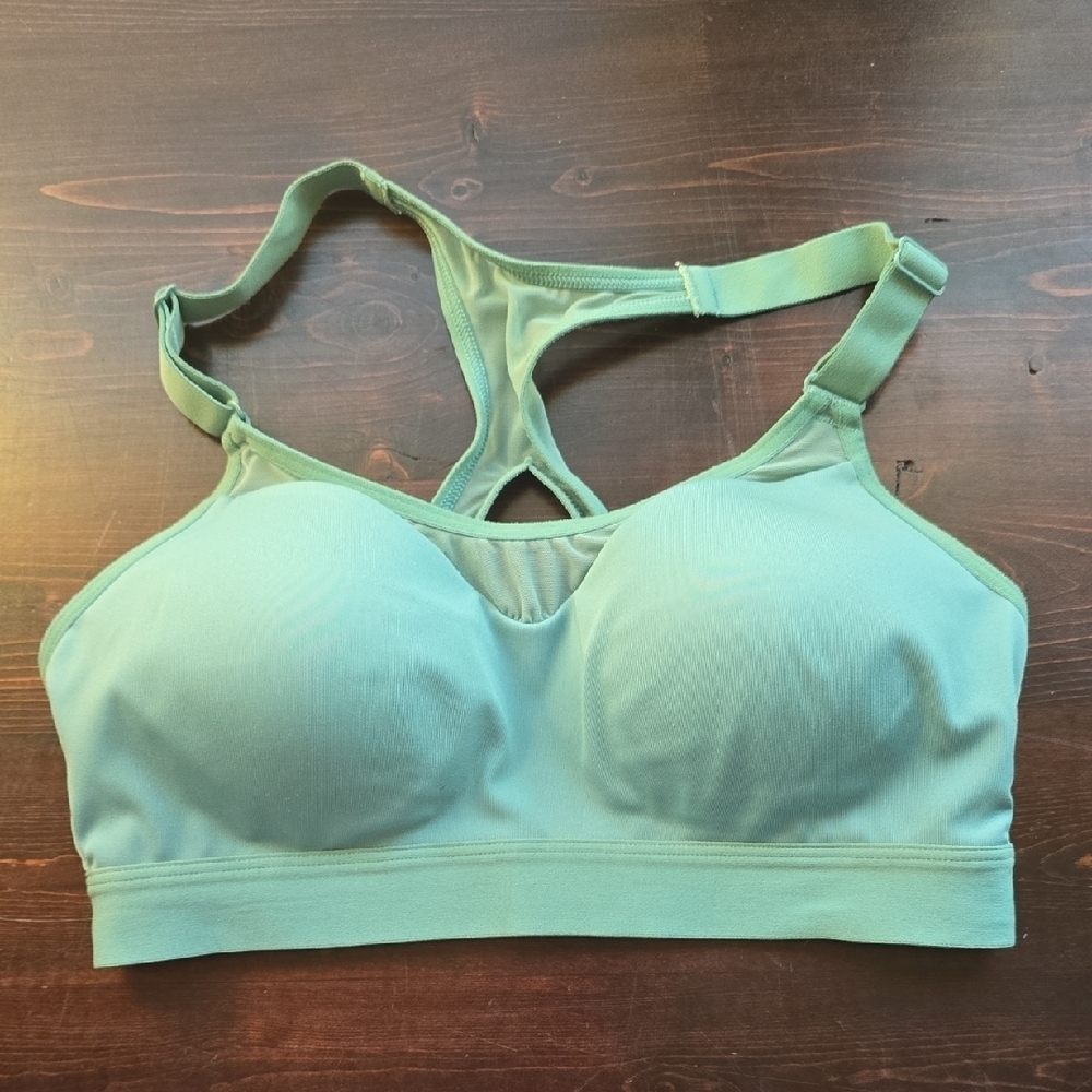 All in Motion Sage Green Sports Bra Size S Racerback Back Closure Padded